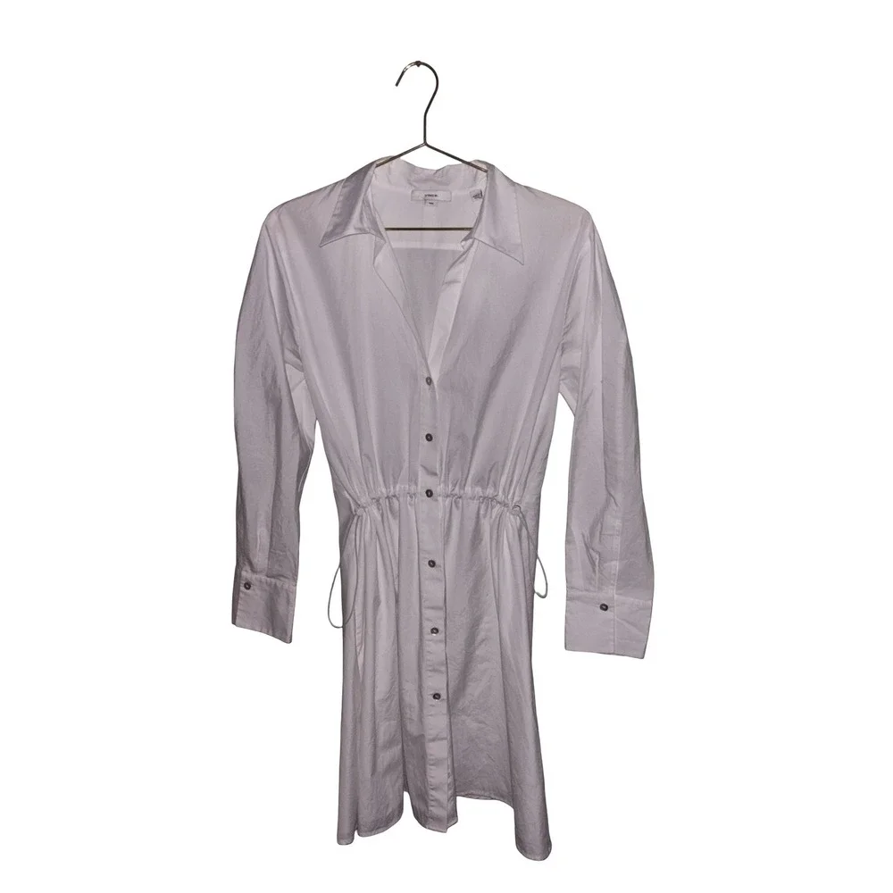 Vince White Adjustable Drawstring Waist Long Sleeve Shirt Dress Medium Casual - Picture 6 of 8
